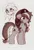 Size: 382x554 | Tagged: safe, artist:flixanoa, derpibooru import, oc, oc:lingonberry frost, unofficial characters only, pony, taiga pony, eye clipping through hair, female, hairband, hat, image, jpeg, mare, monochrome, simple background, solo