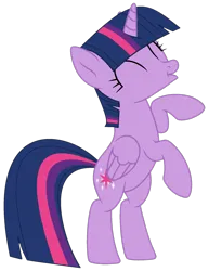 Size: 1541x1998 | Tagged: safe, artist:bomberchif, artist:twilyisbestpone, derpibooru import, twilight sparkle, twilight sparkle (alicorn), alicorn, pony, adorkable, base used, bipedal, cheering, cute, dork, eyes closed, female, image, mare, pegasus wings, png, simple background, transparent background, twiabetes, wings