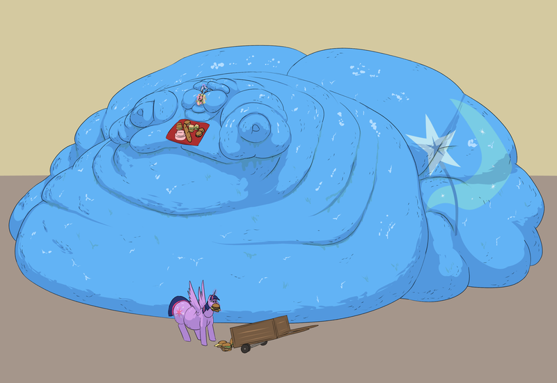 Size: 3210x2206 | Tagged: questionable, artist:lupin quill, derpibooru import, trixie, twilight sparkle, twilight sparkle (alicorn), alicorn, pony, unicorn, series:secrets among sorcerers (weight gain), baguette, bedroom eyes, belly, belly bed, belly button, big belly, bingo wings, blob, bread, burger, butt, cake, cart, cellulite, chubby cheeks, dialogue, fat, fat fetish, feedee, feeder, female, fetish, food, hay burger, huge belly, huge butt, image, immobile, impossibly large belly, impossibly large butt, kitchen eyes, large butt, lesbian, magic, messy eating, morbidly obese, obese, open mouth, panting, plot, plump, png, rolls of fat, sandwich, scrunchy face, shipping, simple background, slob, spread wings, sweat, sweatdrop, telekinesis, the ass was fat, the great and bountiful trixie, the great and powerful ass, twilard sparkle, twixie, underhoof, weight gain, weight gain sequence, wings