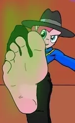 Size: 184x300 | Tagged: suggestive, artist:angelwingz, derpibooru import, pinkie pie, anthro, crush fetish, feet, fetish, foot fetish, foot focus, image, jpeg, offscreen character, pov, rapper, rapper pie, smelly, smelly feet, visible stench