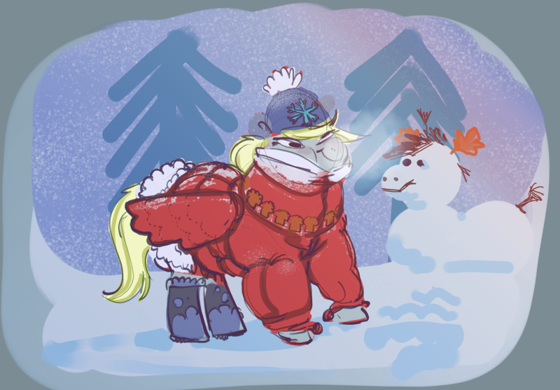 Size: 5879x4091 | Tagged: safe, artist:alumx, derpibooru import, derpy hooves, pegasus, pony, absurd file size, absurd resolution, clothes, coat, cute, derpabetes, female, hat, image, mare, png, smiling, snowpony, solo, winter outfit