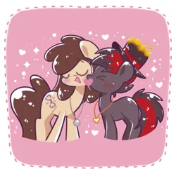 Size: 1040x1031 | Tagged: safe, artist:typhwosion, derpibooru import, oc, oc:louvely, oc:varan, unofficial characters only, commission, image, kissing, png