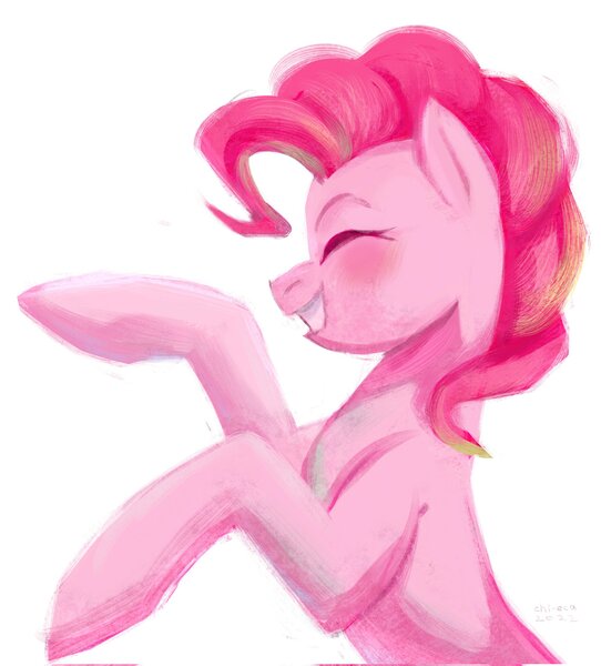 Size: 1851x2048 | Tagged: safe, artist:hichieca, derpibooru import, pinkie pie, earth pony, pony, image, jpeg, simple background, solo, white background