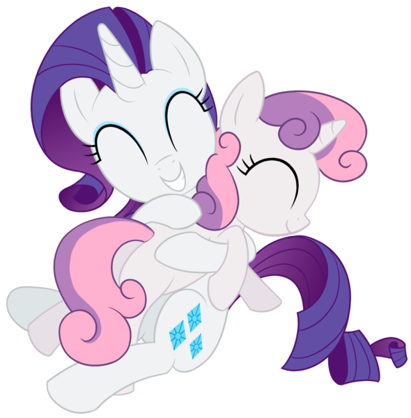 Size: 1464x1489 | Tagged: safe, artist:reconprobe, derpibooru import, rarity, sweetie belle, pony, unicorn, duo, hug, image, png, simple background, transparent background