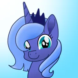 Size: 2000x2000 | Tagged: safe, artist:lunadorable, derpibooru import, princess luna, alicorn, pony, crown, cute, female, filly, filly luna, gradient background, image, jewelry, looking at you, lunabetes, png, regalia, smiling, solo, solo female, woona, younger