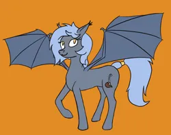 Size: 1300x1026 | Tagged: safe, artist:ononim, derpibooru import, oc, oc:panne, unofficial characters only, bat pony, pony, ear fluff, female, image, mare, png, simple background, solo, spread wings, wings