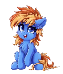 Size: 1080x1280 | Tagged: safe, artist:zeepheru_pone, derpibooru import, oc, oc:sapph, earth pony, pony, derpibooru community collaboration, 2023 community collab, female, image, mare, png, simple background, sitting, smiling, solo, transparent background