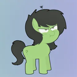 Size: 2920x2920 | Tagged: safe, derpibooru import, oc, oc:anon, oc:anonfilly, earth pony, pony, angry, earth pony oc, female, filly, grumpy, human to pony, image, png, simple background, solo, solo female