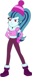 Size: 1280x3087 | Tagged: safe, artist:ajosterio, derpibooru import, sonata dusk, equestria girls, equestria girls series, holidays unwrapped, spoiler:eqg series (season 2), beanie, boots, clothes, clothes swap, cute, female, gloves, hand on hip, hat, image, long sleeves, pants, png, shoes, simple background, socks, solo, sonatabetes, transparent background, winter outfit