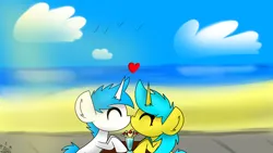 Size: 7680x4320 | Tagged: safe, artist:nhale, derpibooru import, oc, oc:leanima, oc:nhale, pony, unicorn, couple, cute, holiday, image, love, nose to nose, png, sharing a drink, straw, valentine's day
