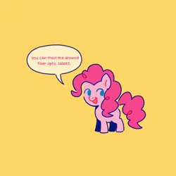 Size: 2048x2048 | Tagged: safe, artist:luv_shots, derpibooru import, pinkie pie, earth pony, pony, blatant lies, dialogue, image, jpeg, open mouth, open smile, smiling, solo