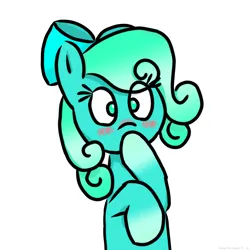 Size: 2048x2048 | Tagged: safe, artist:super-dead, derpibooru import, ponified, earth pony, pony, blushing, bow, covering mouth, female, glow squid, gradient hooves, gradient mane, hair bow, image, minecraft, png, simple background, white background