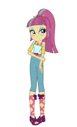 Size: 1030x1701 | Tagged: safe, artist:ajosterio, derpibooru import, sour sweet, equestria girls, belt, clothes, cute, female, freckles, heart, image, jewelry, necklace, pants, png, ponytail, shirt, simple background, sleeveless, solo, sourbetes, transparent background
