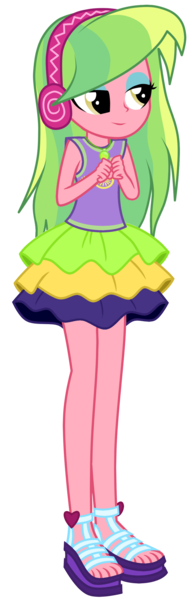 Size: 940x2873 | Tagged: safe, artist:ajosterio, derpibooru import, lemon zest, equestria girls, clothes, clothes swap, cute, female, hands together, headphones, image, jewelry, lidded eyes, necklace, png, shirt, simple background, skirt, sleeveless, smiling, solo, transparent background, zestabetes