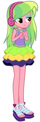 Size: 940x2873 | Tagged: safe, artist:ajosterio, derpibooru import, lemon zest, equestria girls, clothes, clothes swap, cute, female, hands together, headphones, image, jewelry, lidded eyes, necklace, png, shirt, simple background, skirt, sleeveless, smiling, solo, transparent background, zestabetes