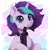 Size: 2000x2000 | Tagged: editor needed, safe, artist:evomanaphy, edit, unauthorized edit, starlight glimmer, unicorn, abstract background, blue eyes, bust, cheek fluff, chest fluff, collar, ear fluff, female, heart, horn, image, leash, leg fluff, looking at you, mouth hold, png, purple coat, raised hoof, raised hooves, signature, smiling, smiling at you, solo, teeth, two toned mane, watermark