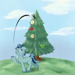 Size: 4096x4096 | Tagged: safe, artist:felldeal, derpibooru import, earth pony, pony, series:daily drawing december, christmas, g5, holiday, image, jpeg, magic wand, rufus (g5), solo, tree