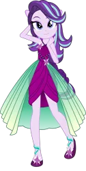 Size: 3267x6492 | Tagged: safe, artist:ajosterio, derpibooru import, starlight glimmer, equestria girls, clothes, clothes swap, cute, dress, female, glimmerbetes, hand behind back, image, legs, looking at you, png, pony ears, shoes, simple background, smiling, solo, transparent background