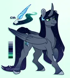 Size: 1118x1248 | Tagged: safe, artist:eve-of-halloween, derpibooru import, oc, oc:nightfall, unofficial characters only, alicorn, pony, tumblr:askmotherlyluna, alicorn oc, au:hallowverse, body markings, color palette, colored wings, crossed hooves, curved horn, cutie mark, ethereal mane, ethereal tail, fetlock tuft, freckles, gradient background, gradient hooves, gradient mane, gradient wings, hooves, horn, image, long hair, long mane, long tail, male, nexgen, next generation, offspring, parent:oc:intemp, parent:princess luna, parents:canon x oc, png, reference sheet, simple background, sparkles, stallion, tail, unshorn fetlocks, wings
