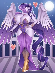 Size: 3000x4000 | Tagged: safe, artist:nauth, derpibooru import, oc, oc:amberlight moon, anthro, pegasus, big breasts, breasts, clothes, commission, dress, female, grand galloping gala, high heels, image, jpeg, large butt, milf, sexy, shoes, wide hips