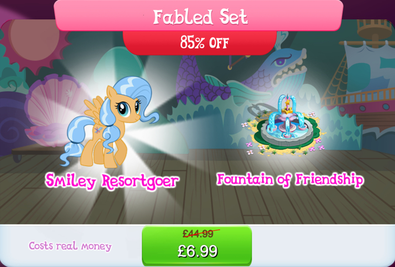 Size: 1266x856 | Tagged: safe, derpibooru import, official, dusty swift, pegasus, pony, background character, background pony, bundle, costs real money, english, female, flower, fountain, gameloft, image, jpeg, las pegasus resident, mare, numbers, sale, solo, solo focus, spread wings, text, wings