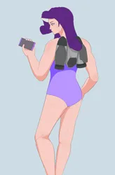 Size: 1200x1828 | Tagged: artist needed, source needed, safe, derpibooru import, rarity, human, ass, butt, clothes, hand on hip, horn, horned humanization, humanized, image, iphone, jetpack, jpeg, leotard, mobile phone, phone, rearity