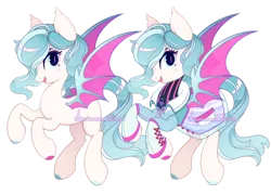 Size: 1280x915 | Tagged: safe, artist:dammmnation, derpibooru import, oc, unofficial characters only, bat pony, pony, bat pony oc, bat wings, clothes, duo, eyelashes, female, image, mare, png, rearing, simple background, smiling, transparent background, wings