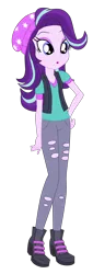 Size: 1800x5281 | Tagged: safe, artist:gmaplay, derpibooru import, starlight glimmer, human, equestria girls, mirror magic, spoiler:eqg specials, beanie, clothes, eyebrows, female, fist, grin, hat, high res, image, png, simple background, smiling, solo, torn clothes, transparent background