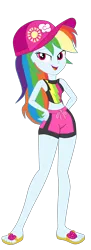 Size: 1900x5242 | Tagged: safe, artist:gmaplay, derpibooru import, rainbow dash, oc, unofficial characters only, equestria girls, equestria girls series, forgotten friendship, bare shoulders, clothes, image, png, sandals, simple background, sleeveless, solo, swimming trunks, swimsuit, transparent background