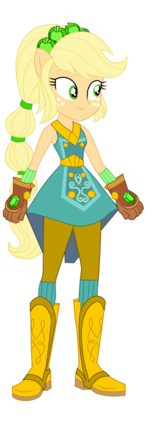 Size: 1670x4807 | Tagged: safe, artist:gmaplay, derpibooru import, applejack, equestria girls, legend of everfree, bare shoulders, boots, clothes, cowboy boots, crystal guardian, female, gloves, high heel boots, image, png, shoes, simple background, sleeveless, transparent background, vector