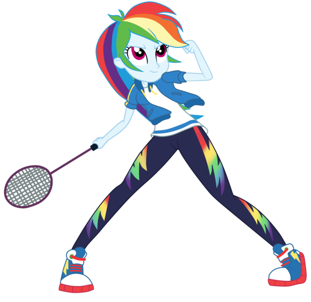 Size: 2700x2625 | Tagged: safe, artist:gmaplay, derpibooru import, rainbow dash, equestria girls, clothes, converse, female, image, png, shoes, simple background, solo, tennis racket, transparent background, vector