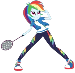 Size: 2700x2625 | Tagged: safe, artist:gmaplay, derpibooru import, rainbow dash, equestria girls, clothes, converse, female, image, png, shoes, simple background, solo, tennis racket, transparent background, vector