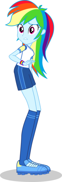 Size: 1116x3265 | Tagged: safe, artist:dustinwatsongkx, derpibooru import, rainbow dash, human, equestria girls, equestria girls series, sock it to me, spoiler:eqg series (season 2), female, image, png, simple background, soccer uniform, solo, transparent background, vector, worried