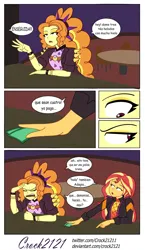 Size: 1280x2203 | Tagged: safe, artist:crock2121, derpibooru import, adagio dazzle, sunset shimmer, human, equestria girls, equestria girls series, comic, dialogue, duo, female, image, jpeg, spanish, translation request