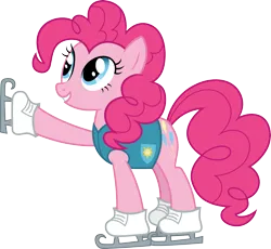 Size: 3261x3000 | Tagged: safe, artist:cloudyglow, derpibooru import, pinkie pie, winter wrap up, .ai available, ice skates, image, png, solo, vector