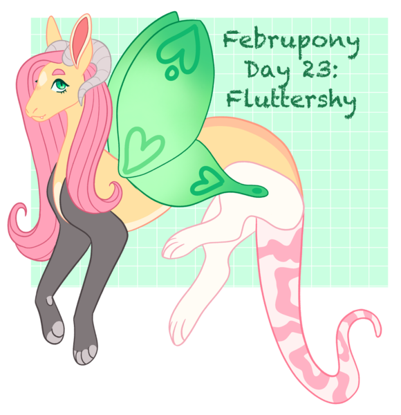 Size: 1280x1324 | Tagged: safe, artist:s0ftserve, derpibooru import, fluttershy, draconequus, butterfly wings, draconequified, februpony, female, flutterequus, image, png, solo, species swap, wings
