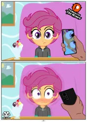 Size: 1600x2263 | Tagged: suggestive, artist:theminus, banned from derpibooru, derpibooru import, scootaloo, human, equestria girls, blushing, comic, cropped porn, female, image, implied sex, jpeg, lolicon, male, male pov, offscreen character, offscreen male, pov, underage, younger