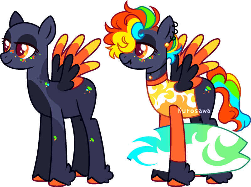 Size: 1493x1113 | Tagged: safe, artist:kurosawakuro, derpibooru import, oc, pegasus, pony, base used, colored wings, female, image, mare, multicolored wings, offspring, parent:rainbow dash, parent:soarin', parents:soarindash, png, simple background, solo, surfboard, transparent background, wings