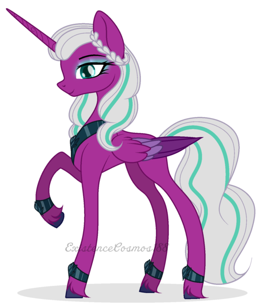 Size: 1410x1630 | Tagged: safe, artist:existencecosmos188, derpibooru import, opaline, alicorn, pony, my little pony: make your mark, spoiler:g5, spoiler:my little pony: make your mark, female, g5, image, makeup, mare, png, raised hoof, simple background, solo, transparent background