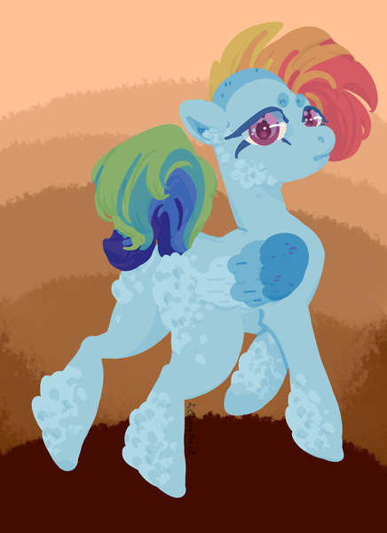 Size: 2550x3509 | Tagged: safe, artist:cherryseas, derpibooru import, rainbow dash, pegasus, pony, alternate hairstyle, female, image, mare, png, solo, wings