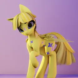 Size: 2048x2048 | Tagged: safe, artist:saphire-systrine, artist:valiant studios, derpibooru import, dancing butterflies, 3d, 3d model, base used, blender, blender eevee, g1, image, looking at you, png, recolor, solo, wings, yellow hair