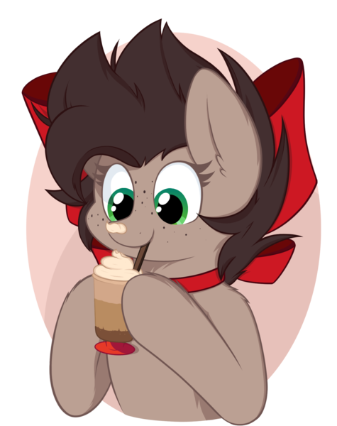 Size: 1436x1815 | Tagged: safe, artist:aaathebap, derpibooru import, oc, oc:choco mocca, unofficial characters only, cute, freckles, happy, image, png, ribbon