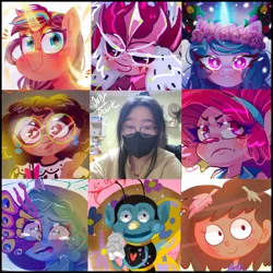 Size: 1280x1280 | Tagged: safe, artist:jully-park, derpibooru import, izzy moonbow, sunny starscout, human, g5, amphibia, art vs artist, image, irl, irl human, jpeg, misty brightdawn, photo