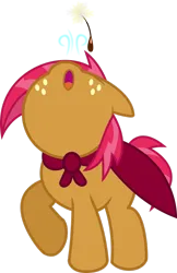 Size: 1280x1978 | Tagged: safe, artist:theshadowstone, derpibooru import, babs seed, earth pony, pony, cap, cape, clothes, cmc cape, dandelion, female, filly, foal, freckles, hat, image, looking up, mare, o mouth, png, red mane, red tail, snout, solo, striped mane, striped tail, tail, traditional art, two toned mane, two toned tail