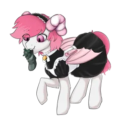 Size: 1747x1669 | Tagged: safe, artist:drops-of-blood, derpibooru import, oc, oc:baltzar, oc:guaiacol, unofficial characters only, bat pony, pony, rat, bat pony oc, bat wings, bell, clothes, digital art, duo, ear socks, image, maid, png, wings