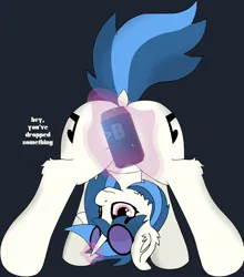 Size: 1813x2064 | Tagged: suggestive, artist:kotwitz, derpibooru import, vinyl scratch, unicorn, butt, censored, cutie mark, derpibooru exclusive, dialogue, dr>breens private reserve, drink, floppy ears, frown, glasses, half-life, hoof fluff, image, jpeg, looking at you, looking between legs, magic, offscreen character, plot, presenting, raised tail, solo, tail, telekinesis, text, upside down, vinyl ass