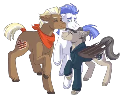 Size: 3400x2700 | Tagged: safe, artist:kikirdcz, derpibooru import, oc, oc:stoutheart, oc:swift wing, oc:waxing lyrical, unofficial characters only, bat pony, earth pony, pegasus, pony, image, male, png, simple background, stallion, transparent background