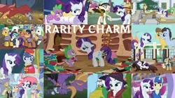 Size: 1280x721 | Tagged: safe, derpibooru import, edit, edited screencap, editor:quoterific, screencap, flam, rainbow dash, rarity, spike, steven magnet, dragon, earth pony, pegasus, pony, unicorn, castle sweet castle, dragonshy, friendship is magic, friendship university, it isn't the mane thing about you, ppov, putting your hoof down, rarity investigates, rarity takes manehattan, season 1, season 2, season 4, season 5, season 6, season 7, season 8, season 9, secret of my excess, sparkle's seven, sweet and elite, the best night ever, spoiler:s08, spoiler:s09, chalkboard, eyes closed, female, golden oaks library, grin, image, library, male, mare, open mouth, open smile, png, smiling, stallion, twilight's castle