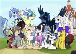 Size: 1660x1192 | Tagged: safe, derpibooru import, oc, oc:meteor storm, earth pony, pegasus, earth pony oc, group photo, image, pegasus oc, png, wings