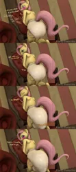 Size: 2560x5760 | Tagged: suggestive, artist:gassy fluttershy, derpibooru import, fluttershy, anthro, blushing, comic, covering, covering breasts, diaper, diaper fetish, embarrassed, fetish, image, non-baby in diaper, png, poop, pooping, pooping in diaper, scat